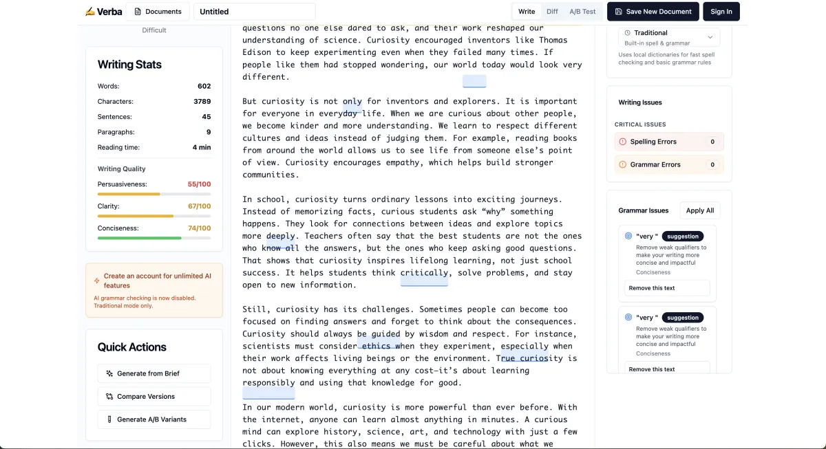 Verba screenshot