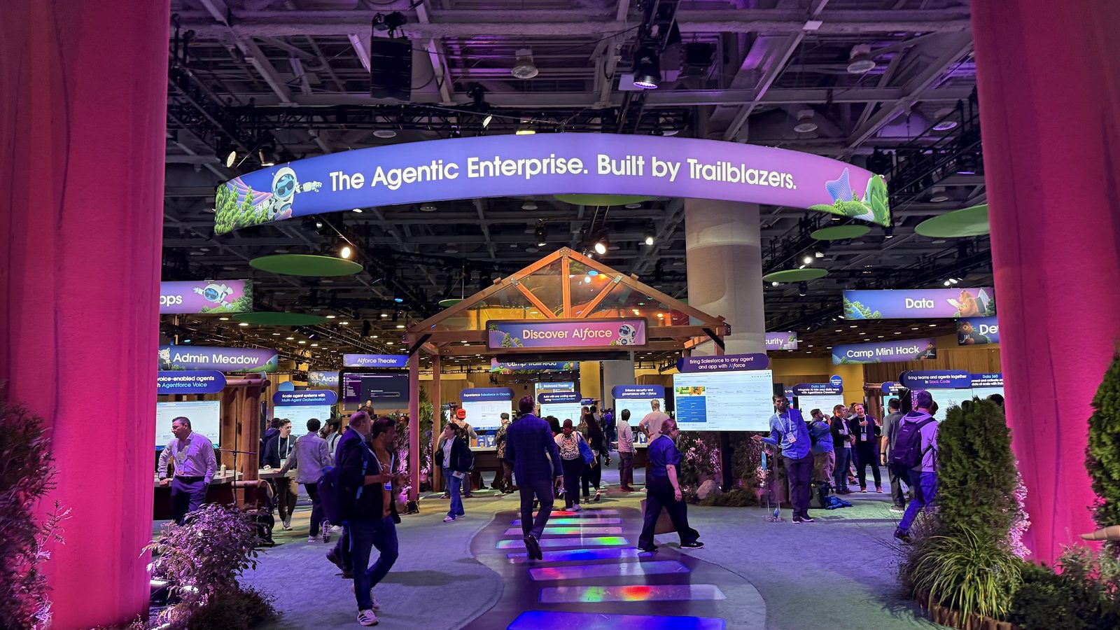 The Dreamforce campground on the expo floor under The Agentic Enterprise banner