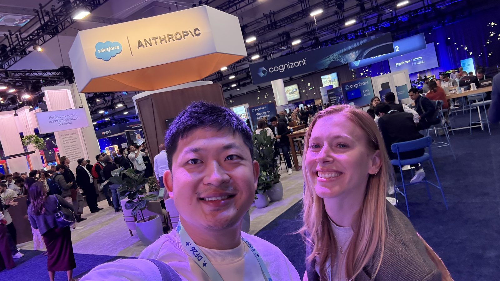 Kevin Bai with a colleague at the Salesforce and Anthropic booth